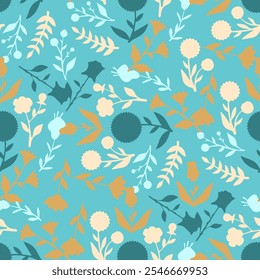 flor, otoño, floral, patrón, fondo, sin costuras, diseño, Vector, motivo, adorno, flor, hoja, belleza, textil, vintage, lindo, prado, arte, Fondo de pantalla, naturaleza, impresión