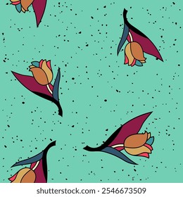 flor, otoño, floral, patrón, fondo, sin costuras, diseño, Vector, motivo, adorno, flor, hoja, belleza, textil, vintage, lindo, prado, arte, Fondo de pantalla, naturaleza, impresión