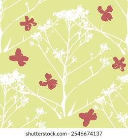 flor, otoño, floral, patrón, fondo, sin costuras, diseño, Vector, motivo, adorno, flor, hoja, belleza, textil, vintage, lindo, prado, arte, Fondo de pantalla, naturaleza, impresión