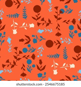 flor, otoño, floral, patrón, fondo, sin costuras, diseño, Vector, motivo, adorno, flor, hoja, belleza, textil, vintage, lindo, prado, arte, Fondo de pantalla, naturaleza, impresión