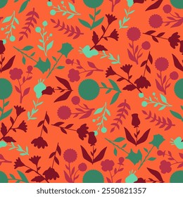 flor, otoño, floral, patrón, fondo, sin costuras, diseño, Vector, motivo, adorno, flor, hoja, belleza, textil, vintage, lindo, prado, arte, Fondo de pantalla, naturaleza, impresión, ilustración, abstracto