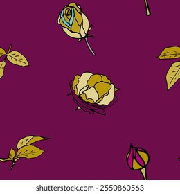 flor, otoño, floral, patrón, fondo, sin costuras, diseño, Vector, motivo, adorno, flor, hoja, belleza, textil, vintage, lindo, prado, arte, Fondo de pantalla, naturaleza, impresión, ilustración, abstracto