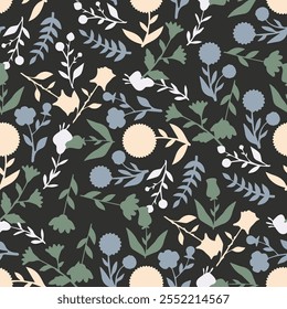 flor, otoño, floral, patrón, fondo, sin costuras, diseño, Vector, motivo, adorno, flor, hoja, belleza, textil, vintage, lindo, prado, arte, Fondo de pantalla, naturaleza, impresión, ilustración, abstracto