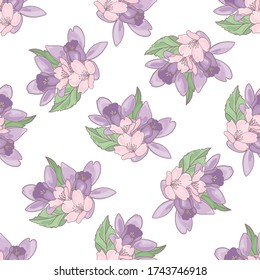 FLOWER BACKDROP Floral Season Nature Spring Holiday Cartoon Seamless Pattern Vector Illustration for Print Fabric and Digital Paper