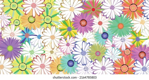 flower background with beautiful colorful flowers. Spring on a white background