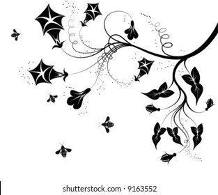 Flower background with bee, element for design, vector illustration