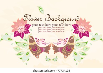 Flower background with bird
