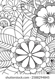 flower background  black and white pattern design for adults