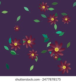 Flor de fondo, ramo de flores, Vector de flores, patrón ornamental, flores de primavera, flores aisladas, textura de la hoja, fondo de verano, Vector abstracto, silueta de la hoja, textura sin fisuras