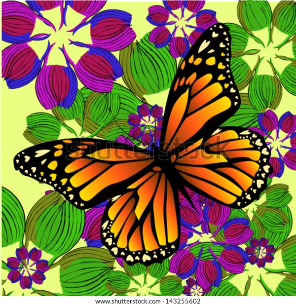 Flower Background Butterfly Stock Vector Royalty Free 143255602 Shutterstock 6449