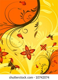 Flower background with butterfly, element for design, vector illustration