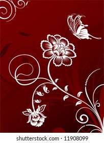 Flower background with butterfly, element for design, vector illustration