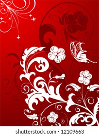 Flower background with butterfly, element for design, vector illustration
