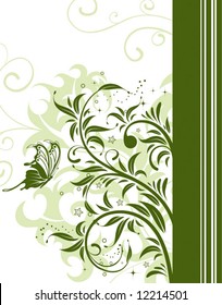Flower background with butterfly, element for design, vector illustration