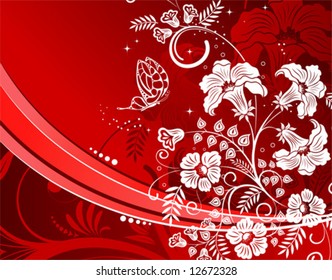 Flower background with butterfly, element for design, vector illustration