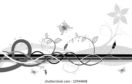 Flower background with butterfly, element for design, vector illustration