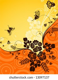 Flower background with butterfly, element for design, vector illustration