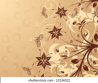 Flower background with butterfly, element for design, vector illustration