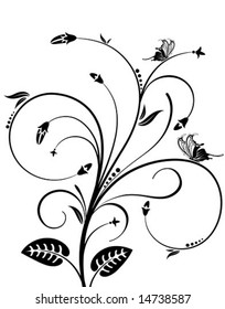 Flower background with butterfly, element for design, vector illustration