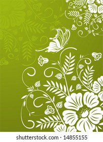 Flower background with butterfly, element for design, vector illustration