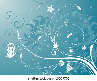 Flower background with butterfly, element for design, vector illustration