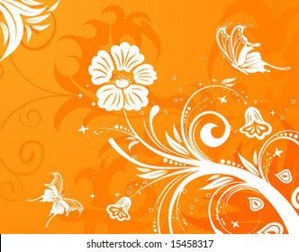 Flower background with butterfly, element for design, vector illustration