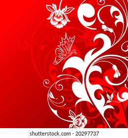 Flower background with butterfly, element for design, vector illustration