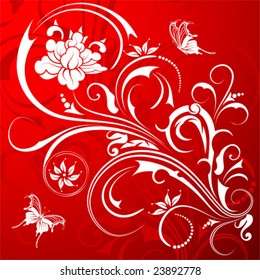 Flower Background with Butterfly, element for design, vector illustration