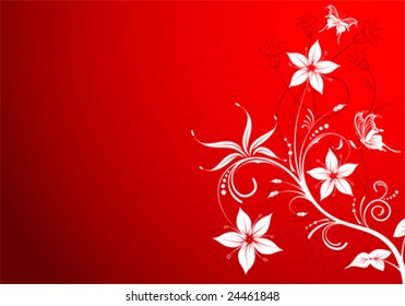 Flower background with butterfly, element for design, vector illustration