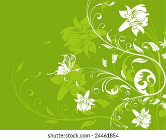 Flower background with butterfly, element for design, vector illustration