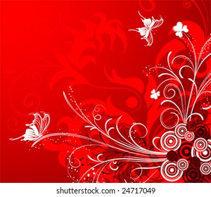 Flower background with butterfly, element for design, vector illustration