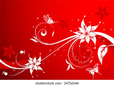 Flower background with butterfly, element for design, vector illustration