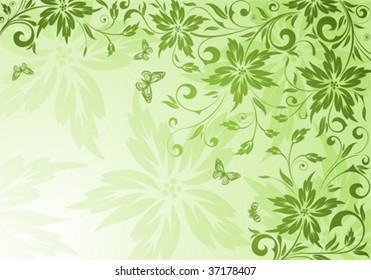 Flower background with butterfly, element for design, vector illustration
