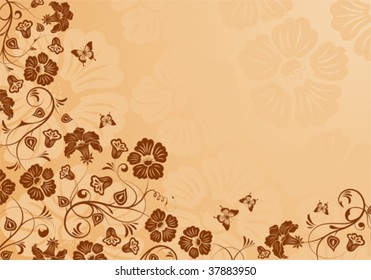 Flower background with butterfly, element for design, vector illustration