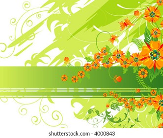 Flower background with butterfly, element for design, vector illustration