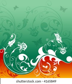 Flower background with butterfly, element for design, vector illustration