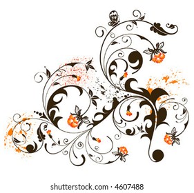 Flower background with butterfly, element for design, vector illustration