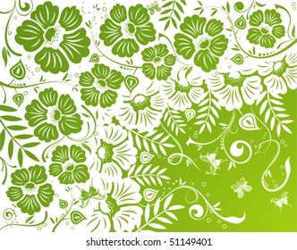 Flower background with butterfly, element for design, vector illustration