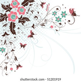 Flower Background with Butterfly, element for design, vector illustration
