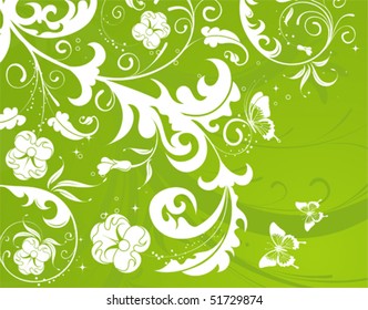 Flower background with butterfly, element for design, vector illustration