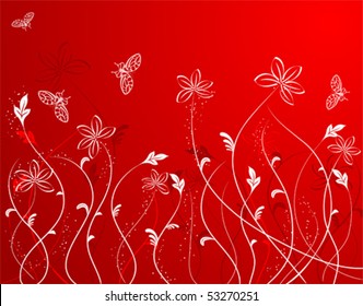 Flower background with butterfly, element for design, vector illustration
