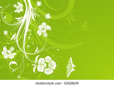 Flower background with butterfly, element for design, vector illustration