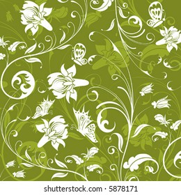 Flower background with butterfly, element for design, vector illustration