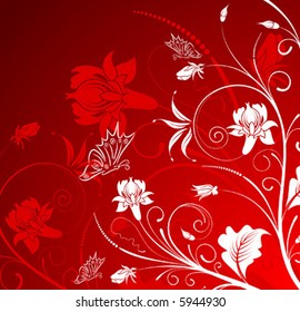 Flower background with butterfly, element for design, vector illustration