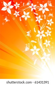 Flower background with butterfly, element for design, vector illustration