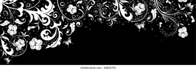 Flower background with butterfly, element for design, vector illustration