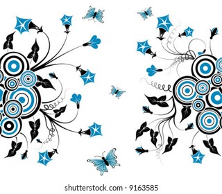 Flower background with butterfly, element for design, vector illustration