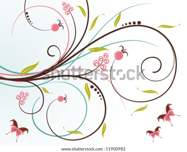 Flower Background Butterfly Element Design Vector Stock Vector Royalty Free 51900982 8174