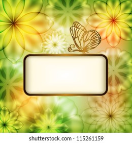 Flower background with butterfly and place for text