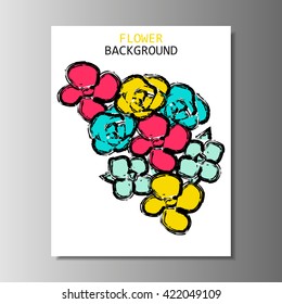 Flower background or card. Brochure cover. Poster template. Leaflet design. Floral pattern. Vector illustration, eps 10